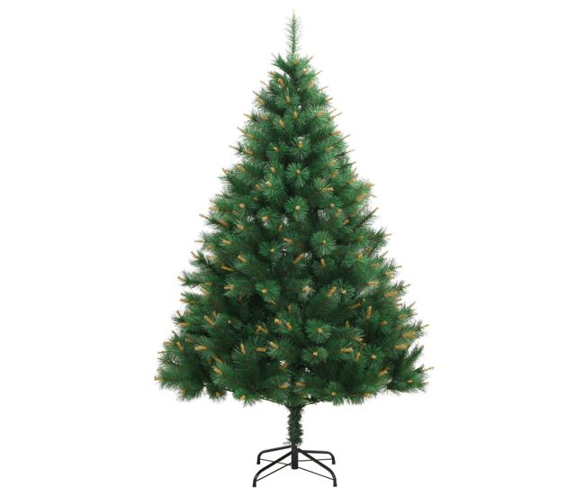 árvore de natal - pinheiro de natal artificial articulada com suporte 210 cm