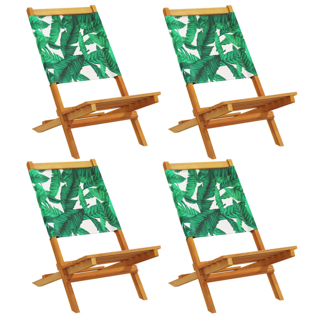 Cadeiras de jardim - cadeiras de exterior dobráveis 4 pcs tecido/madeira maciça verde