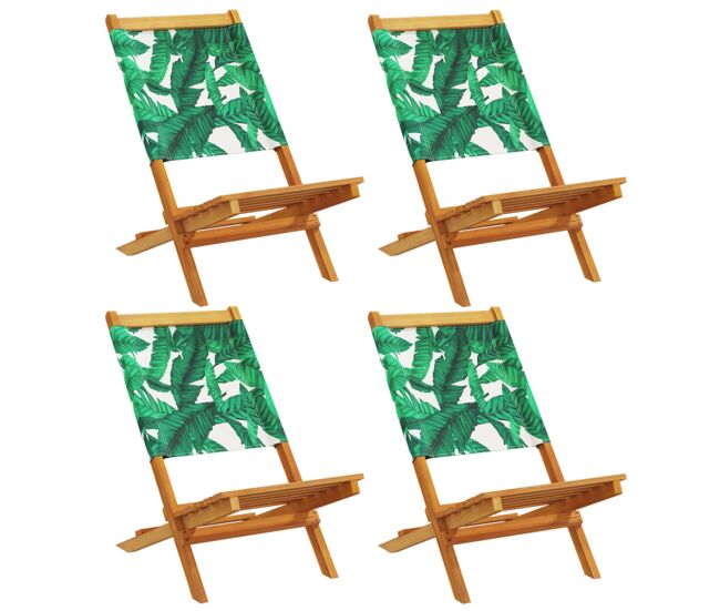 Cadeiras de jardim - cadeiras de exterior dobráveis 4 pcs tecido/madeira maciça verde