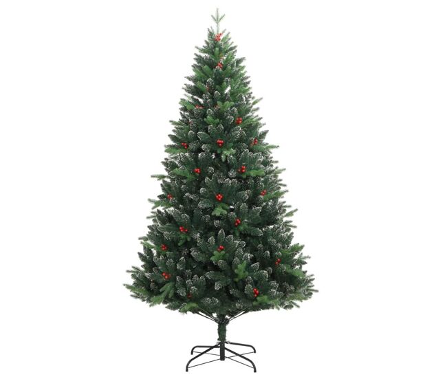 árvore de natal - pinheiro de natal artificial articulada c/ bagas vermelhas 240 cm