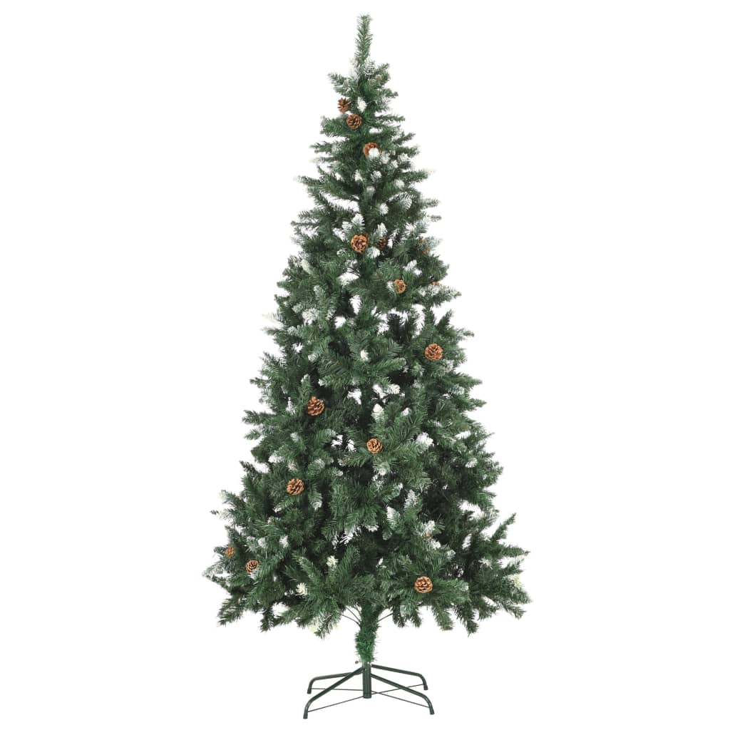 árvore de natal - pinheiro de natal artificial com pinhas e brilho branco 210 cm