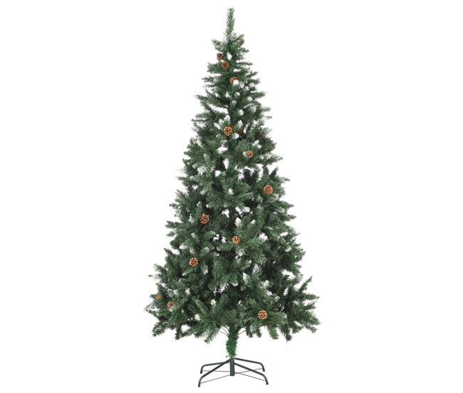 árvore de natal - pinheiro de natal artificial com pinhas e brilho branco 210 cm