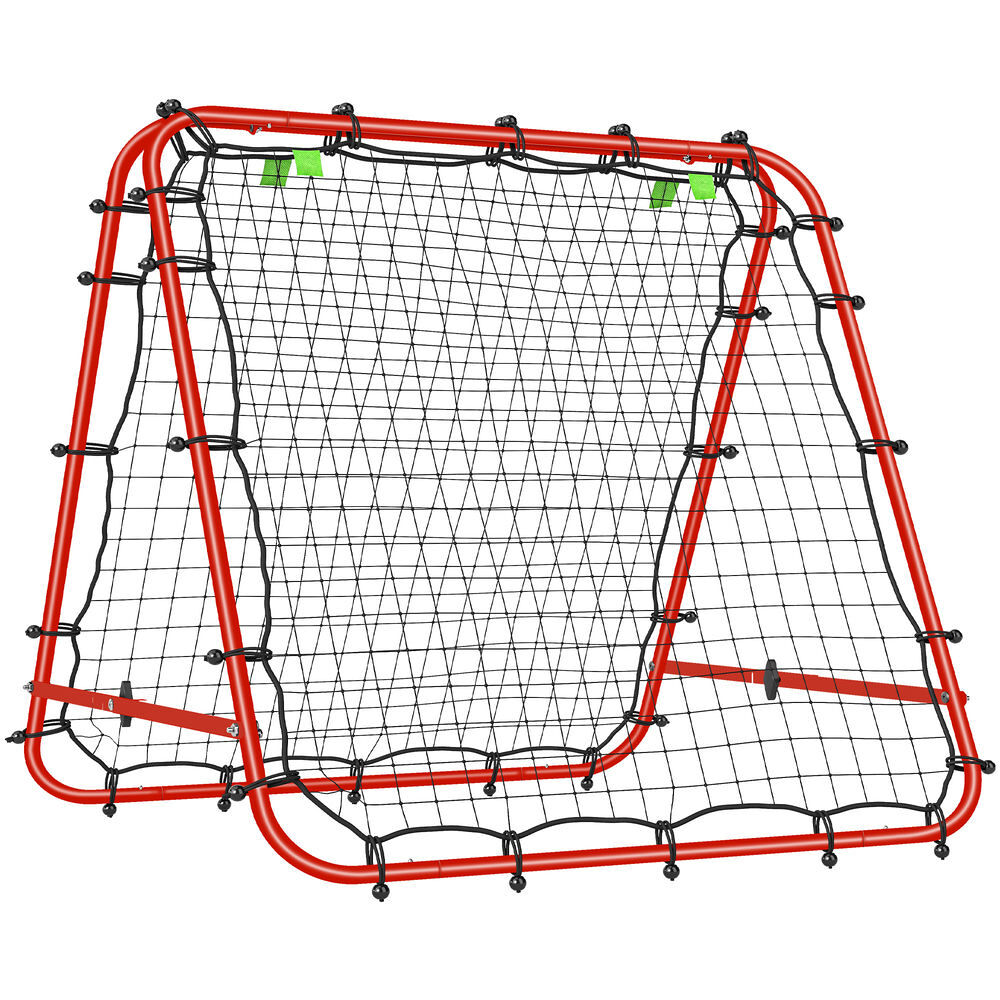 Homcom rede de rebote dobrável para treino desportivo ajustável em 5 níveis de ângulo com tubo de aço para futebol ténis e basebol 100x95x90 cm