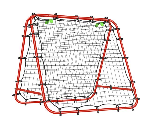 Homcom rede de rebote dobrável para treino desportivo ajustável em 5 níveis de ângulo com tubo de aço para futebol ténis e basebol 100x95x90 cm
