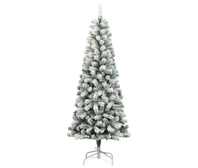 árvore de natal - pinheiro de natal artificial articulada c/ flocos de neve 180 cm