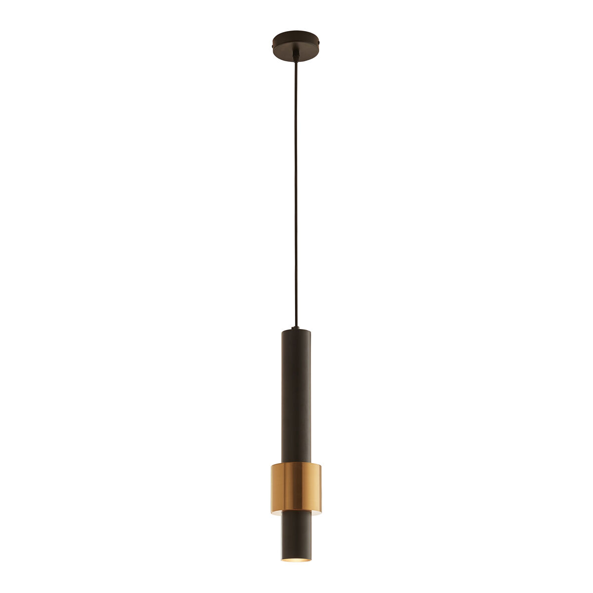 Candeeiro suspenso lulled com abajur cilíndrico duplo gu10 200x10x10cm - preto / ouro [lux.pro]