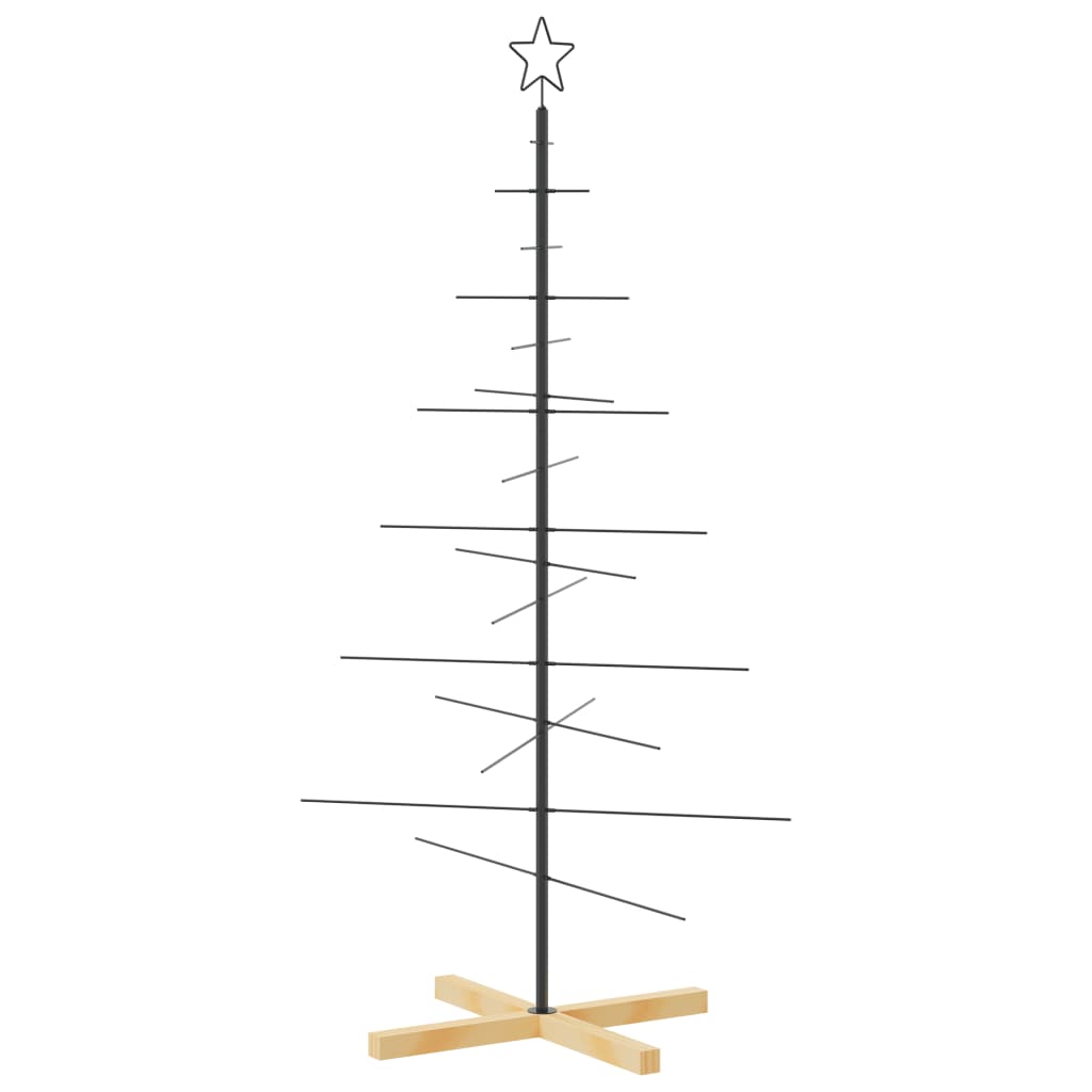 árvore de natal - pinheiro de natal de metal com base em madeira 150 cm preto