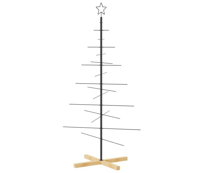 árvore de natal - pinheiro de natal de metal com base em madeira 150 cm preto