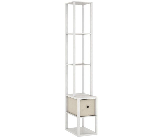 Homcom candeeiro de pé moderno 169 cm com étagères abertas candeeiro de pé para sala de estar com gaveta de tecido e interruptor de pé blanc