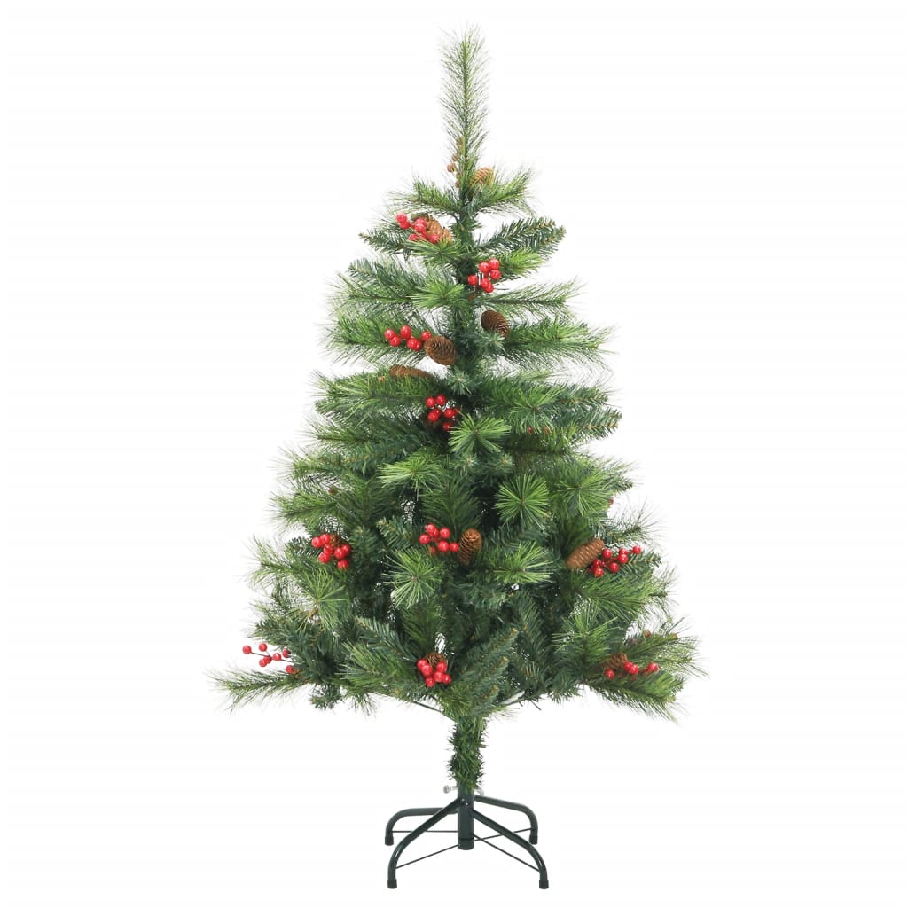 árvore de natal - pinheiro de natal artificial articulada c/ pinhas e bagas 150 cm
