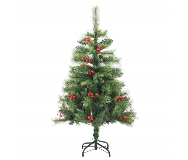 árvore de natal - pinheiro de natal artificial articulada c/ pinhas e bagas 150 cm