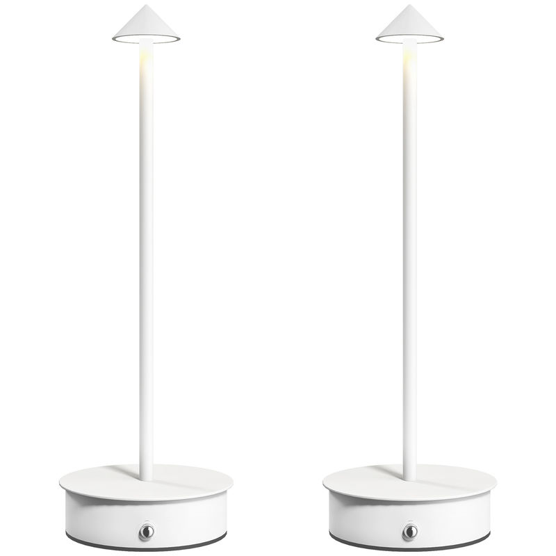 Homcom conjunto de 2 candeeiros de mesa recarregáveis por usb reguláveis com controlo táctil 3000k/4500k/6500k luz led incluída para quarto sala ou