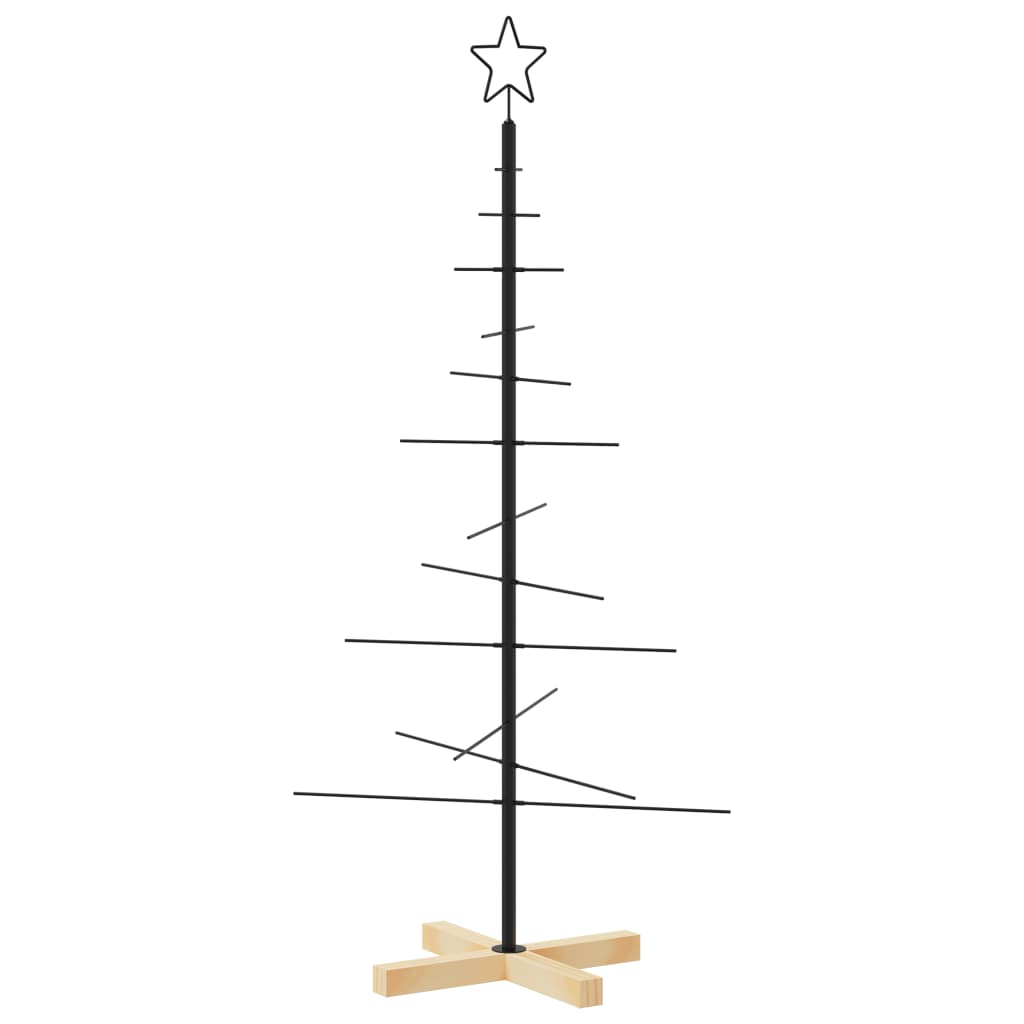 árvore de natal - pinheiro de natal de metal com base em madeira 120 cm preto