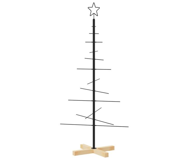 árvore de natal - pinheiro de natal de metal com base em madeira 120 cm preto
