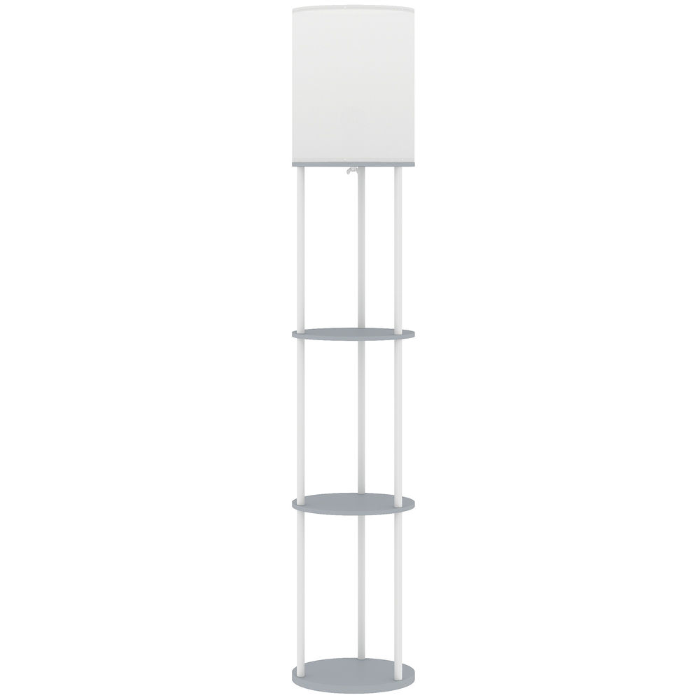 Homcom candeeiro de pé com prateleiras candeeiro com 3 temperaturas de cor controlo remoto casquilho e27 para sala de estar quarto escritório ø29x158