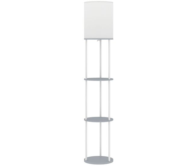 Homcom candeeiro de pé com prateleiras candeeiro com 3 temperaturas de cor controlo remoto casquilho e27 para sala de estar quarto escritório ø29x158