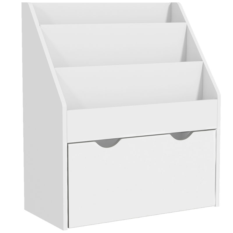 Aiyaplay étagère de brinquedos com 3 compartimentos étagère infantil para brinquedos com gaveta com rodas multifuncional para quarto sala de jogos 62,5x30x70 cm blanc