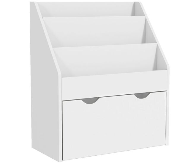 Aiyaplay étagère de brinquedos com 3 compartimentos étagère infantil para brinquedos com gaveta com rodas multifuncional para quarto sala de jogos 62,5x30x70 cm blanc