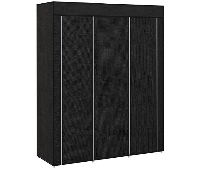 Homcom roupeiro de tecido dobrável armário portátil com 8 prateleiras de armazenamento e 2 barras de pendurar organizador de roupa para dormitório