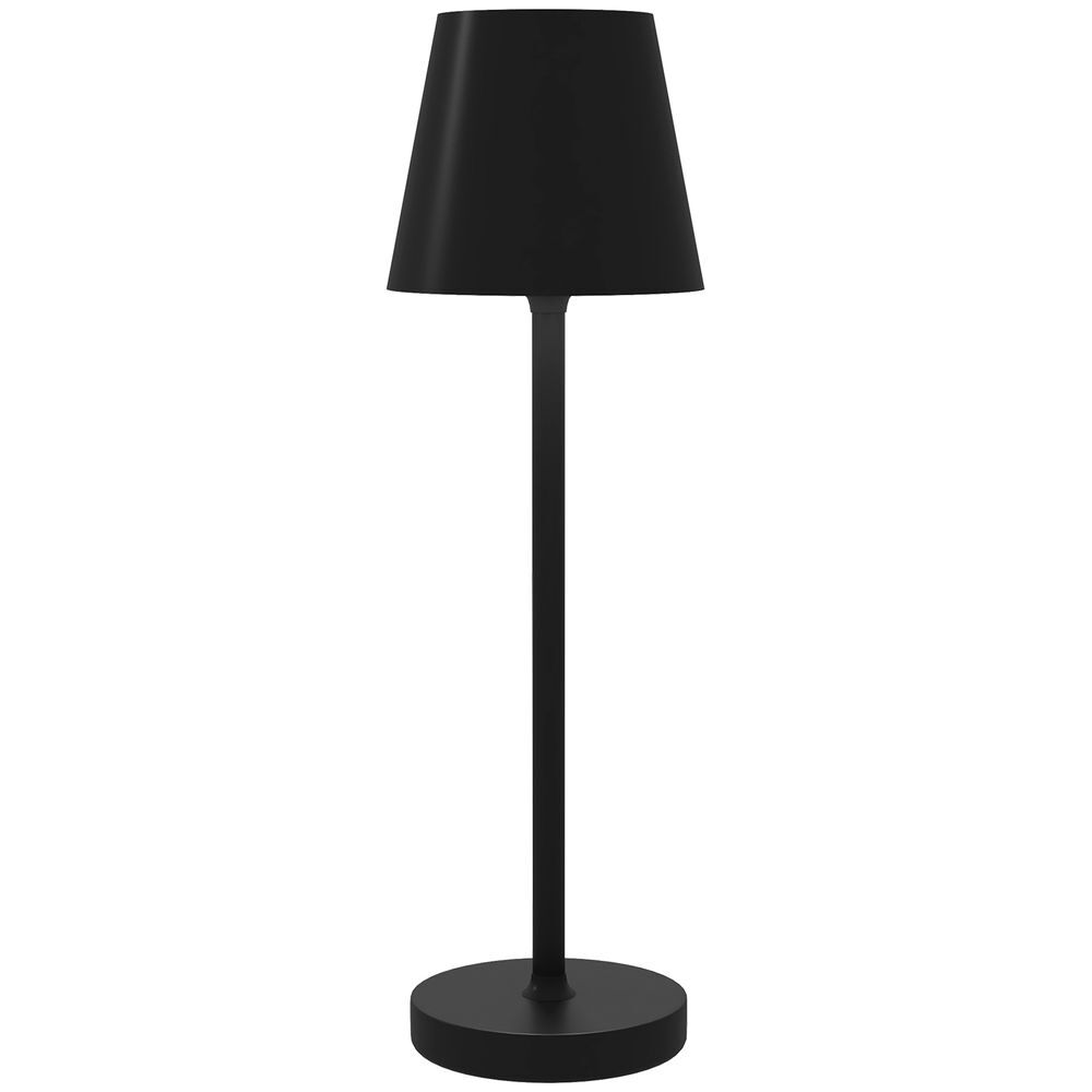 Homcom candeeiro de mesa com luzes led candeeiro de mesa sem fios recarregável por usb-c 3 cores ecrã de acrílico para quarto sala ø11,2x36,5 cm preto