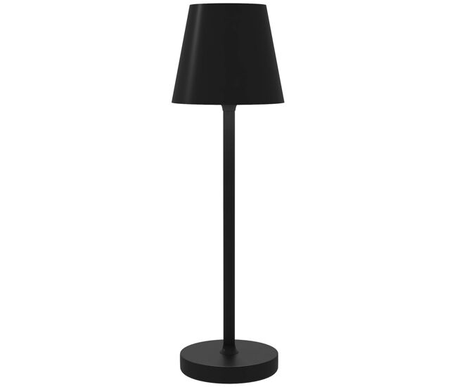 Homcom candeeiro de mesa com luzes led candeeiro de mesa sem fios recarregável por usb-c 3 cores ecrã de acrílico para quarto sala ø11,2x36,5 cm preto