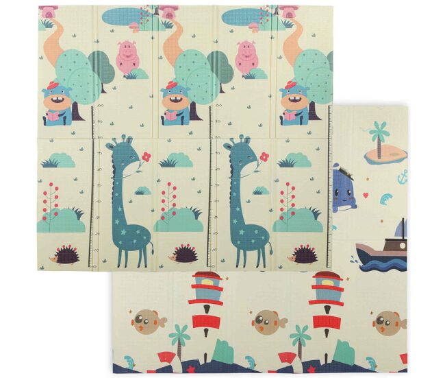 Aiyaplay tapete de atividades para bebé acolchoado dobrável e reversível 196x176x1,5 cm tapete de brincar para bebé xpe dupla face impermeável multicolor