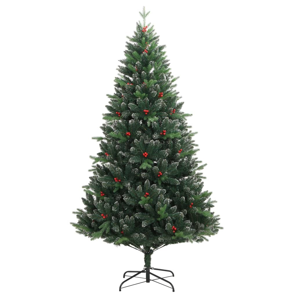 árvore de natal - pinheiro de natal artificial articulada c/ bagas vermelhas 180 cm