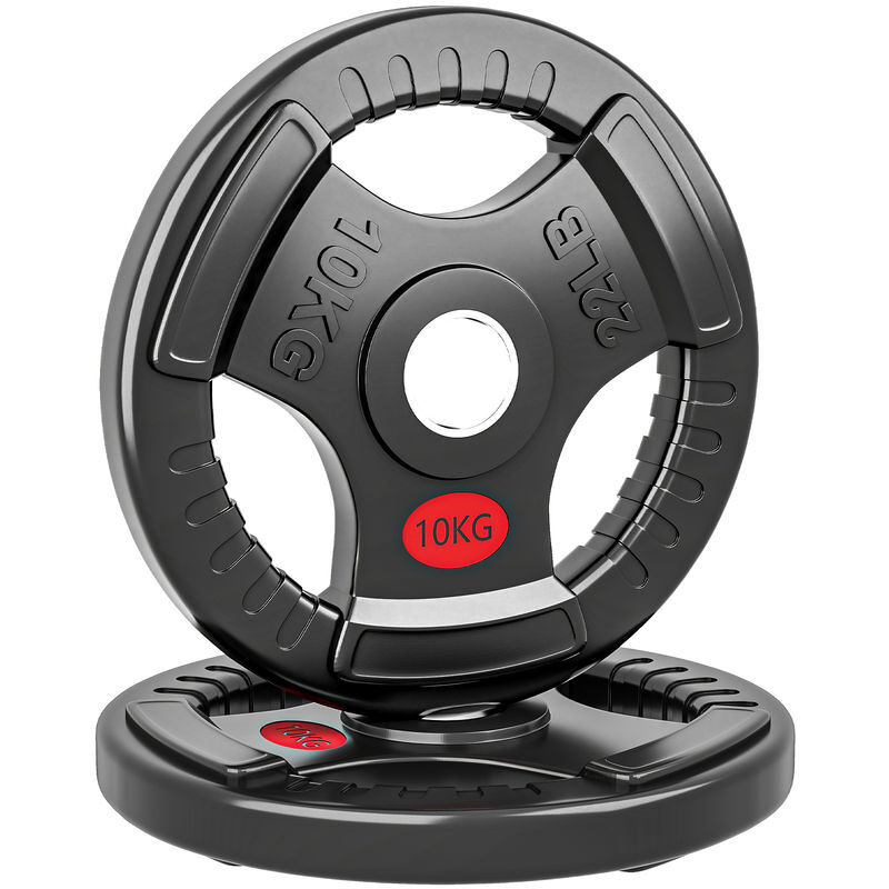 Sportnow discos de pesos com orifício de ø50 mm 2 discos de 10 kg com anel interior de aço e triplo aperto para halteres e barras treino fitness em