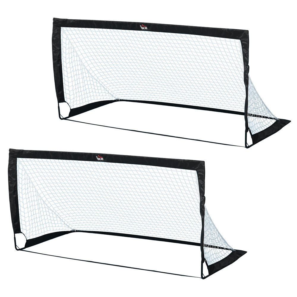 Homcom balizas de futebol dobráveis balizas de futebol para enfants e adultos com saco de transporte para exterior jardim treino 183x90x90 cm noir