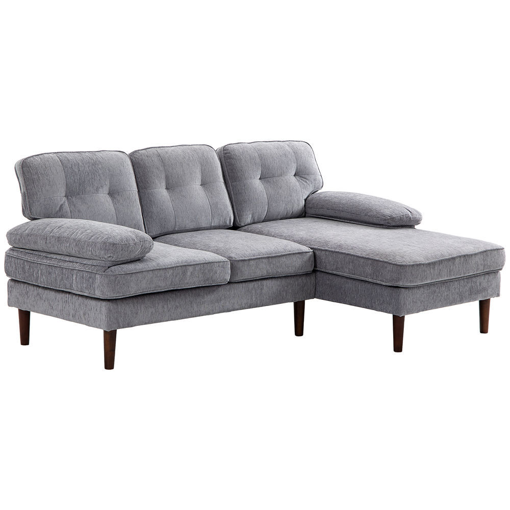 Homcom sofá de canto com chaise longue em forma de l estofado em poliéster sofá de canto com apoios de braço para sala de estar capacidade 250 kg