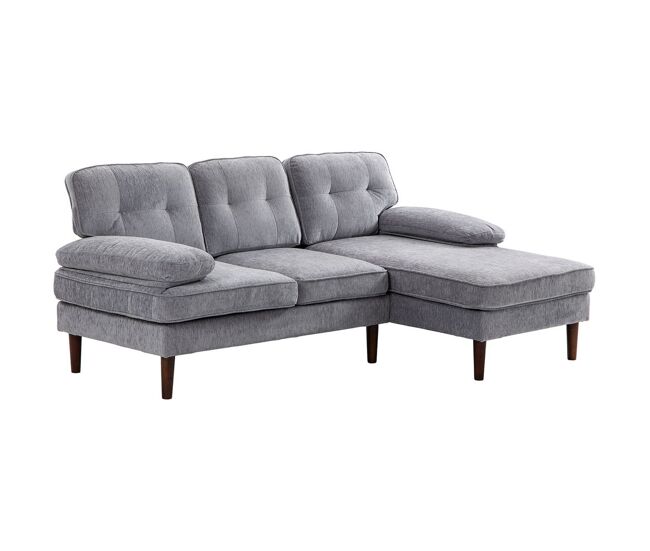 Homcom sofá de canto com chaise longue em forma de l estofado em poliéster sofá de canto com apoios de braço para sala de estar capacidade 250 kg