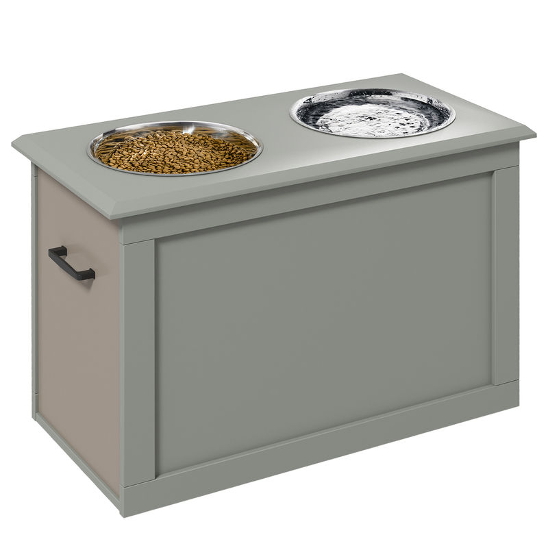 Comedouro Elevado para Cães MDF e Aço Inoxidável PawHut