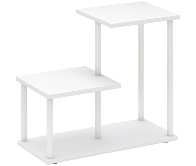 Homcom estante efeito madeira estante para livros de 3 níveis estilo moderna com estrutura de metal prateleira de arrumação para secretária escritório