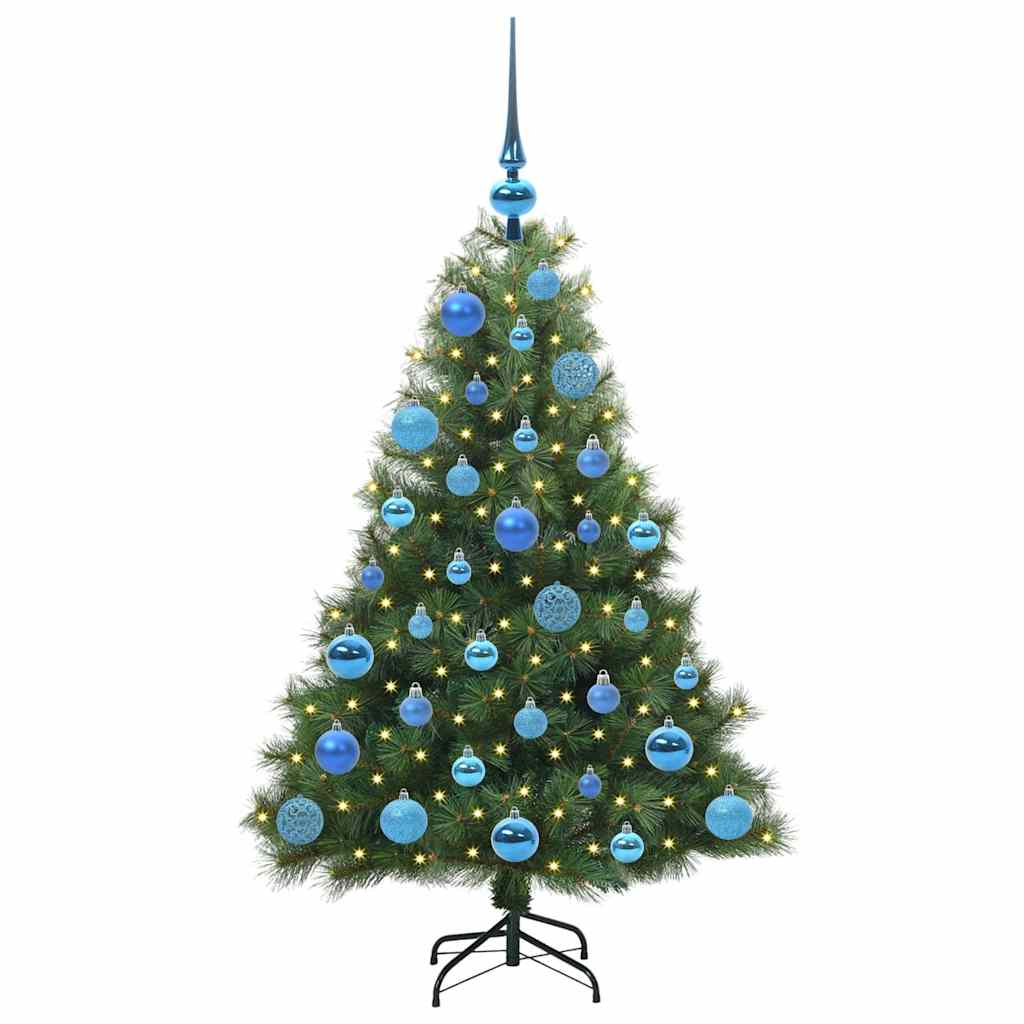 árvore de natal - pinheiro de natal artificial com 150 leds verde 120 cm pe e pvc