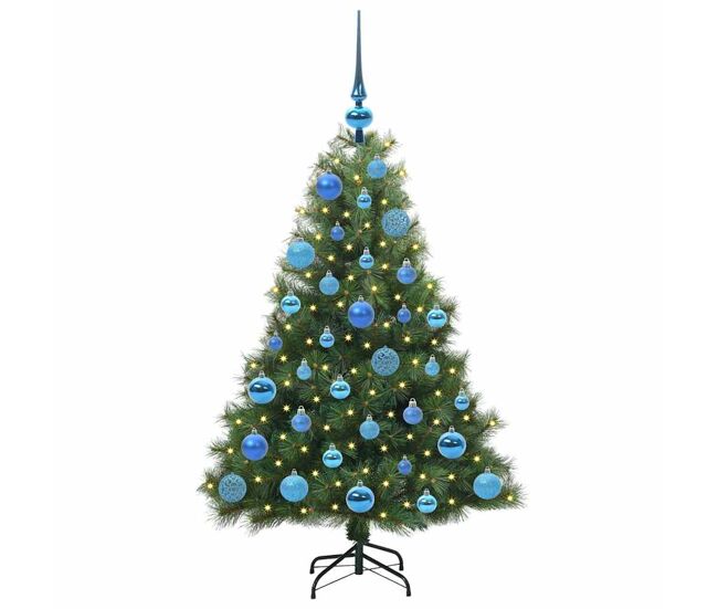 árvore de natal - pinheiro de natal artificial com 150 leds verde 120 cm pe e pvc