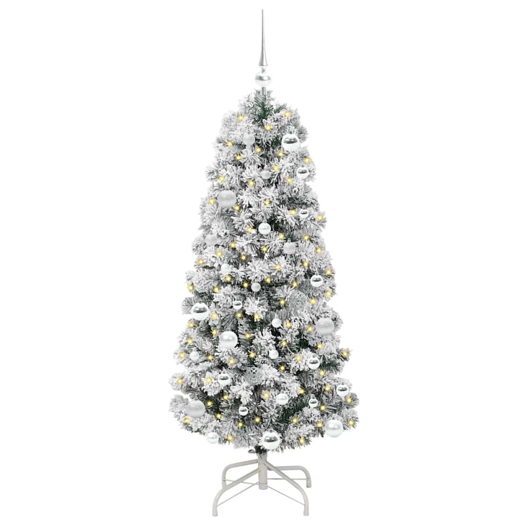 árvore de natal - pinheiro de natal articulada artificial verde e branco 150 cm