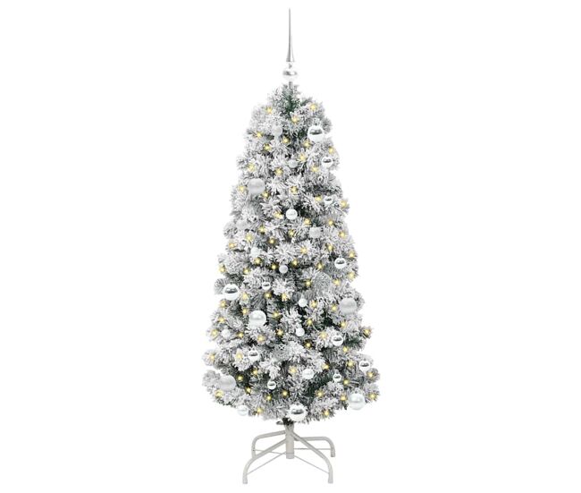 árvore de natal - pinheiro de natal articulada artificial verde e branco 150 cm