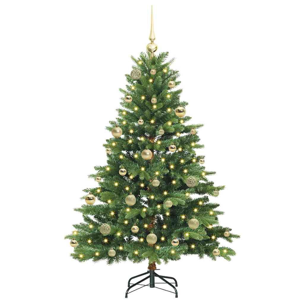 árvore de natal - pinheiro de natal artificial com 150 leds verde 150 cm pe e pvc