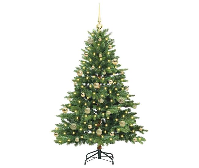 árvore de natal - pinheiro de natal artificial com 150 leds verde 150 cm pe e pvc