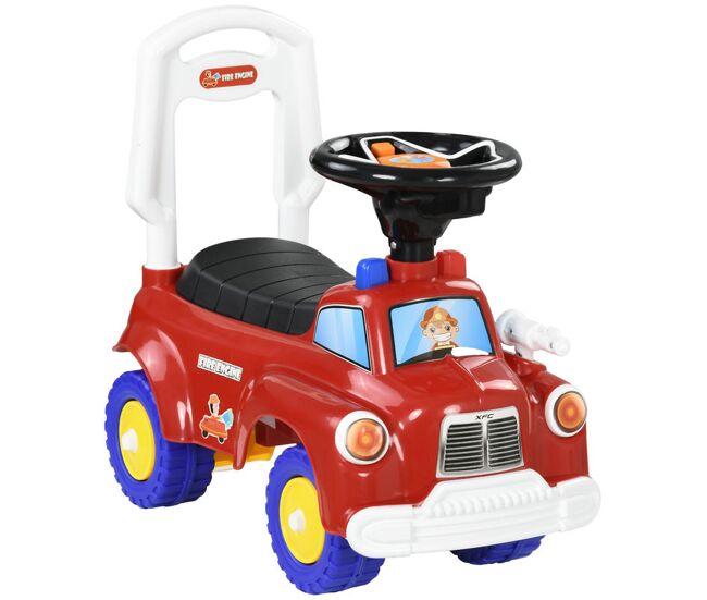 Aiyaplay carro andador para crianças de 18-36 meses desenho de camião de bombeiros carro andador com 3 luzes música compartimento de armazenamento e