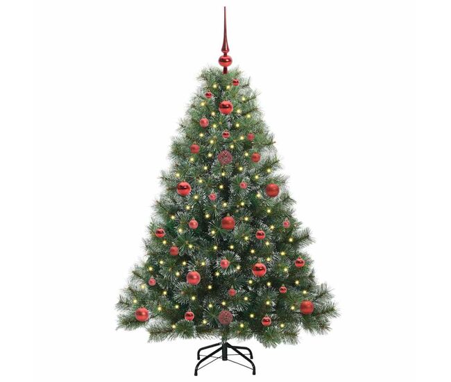 árvore de natal - pinheiro de natal artificial com 150 leds verde 120 cm pe e pvc