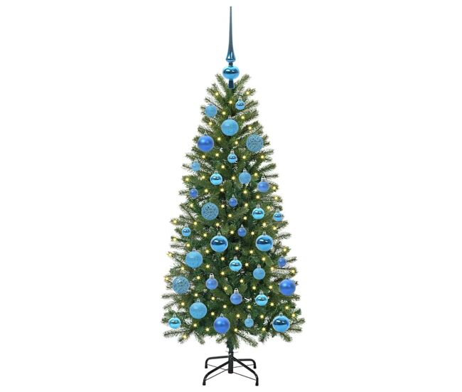 árvore de natal - pinheiro de natal artificial com 150 leds verde 120 cm pe e pvc