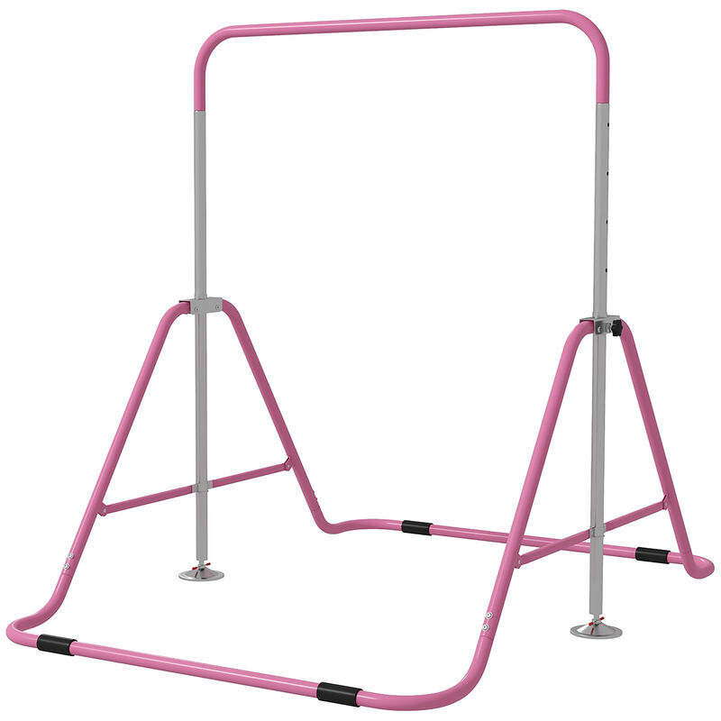 Homcom barra de ginástica artística barra horizontal dobrável com altura ajustável equipamento de ginástica para treino em casa para crianças