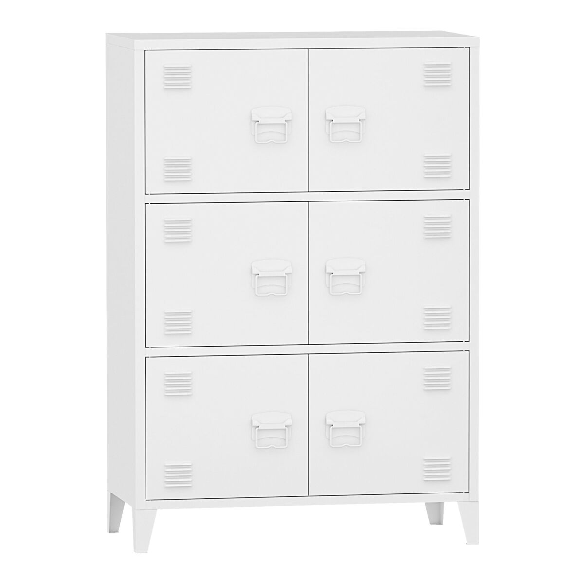 Armário de escritório unidade de armazenamento para sala de estar escritório quarto oficina metal aço 113 x 80 x 40 cm branco 03_0006324
