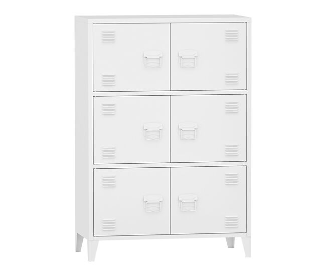 Armário de escritório unidade de armazenamento para sala de estar escritório quarto oficina metal aço 113 x 80 x 40 cm branco 03_0006324