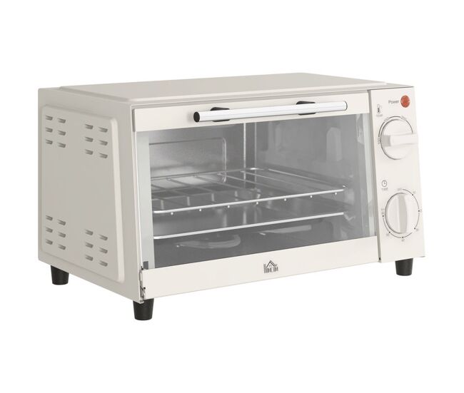 Homcom mini forno elétrico 9l forno elétrico de bancada 750w com temperatura ajustável até 230°c temporizador 60 min e bandeja para assar grelha