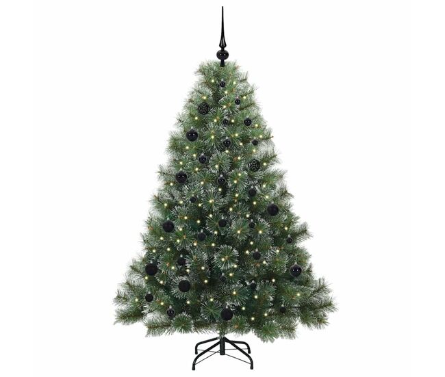 árvore de natal - pinheiro de natal artificial com 150 leds verde 150 cm pe e pvc