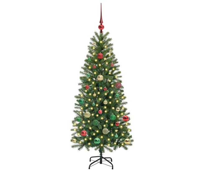 árvore de natal - pinheiro de natal artificial com 150 leds verde 150 cm pe e pvc