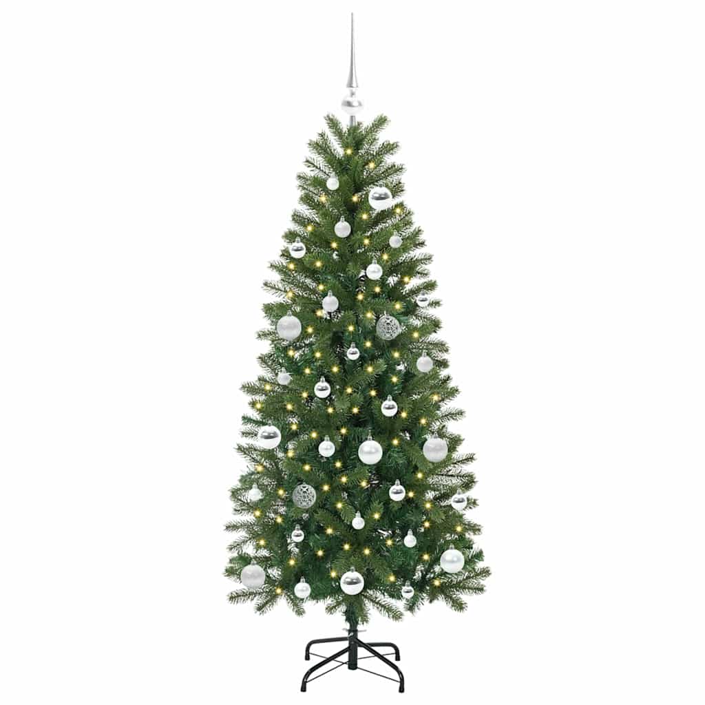 árvore de natal - pinheiro de natal artificial com 150 leds verde 150 cm pe e pvc
