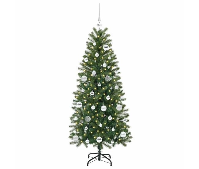 árvore de natal - pinheiro de natal artificial com 150 leds verde 150 cm pe e pvc